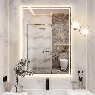 LED Wall Rectangular Mirror Anti-fog Bathroom Mirrors Makeup Light Wall Mounted • $129.95