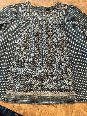 J. CREW •Women Size 12 Vintage Cotton Denim Embroidered  Floral Shirt • $13