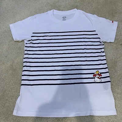 Sanrio Uniqlo Black Stripe White T-Shirt Womens Size S Hello Kitty My Melody • $7.79