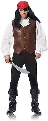 Vest Steampunk/Pirate Men's Br Poly Faux Leather Look Multi Use Costume Vest • $29.98