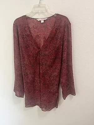 VICTORIA'S SECRET Women's Red Sheer Long Sleeve Shirt Size Medium • $4.92