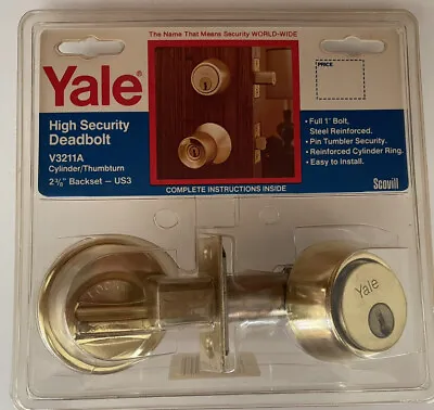 Yale High Security Deadbolt Lock V3211A Cylinder/Thumbturn - NOS In Package • $20