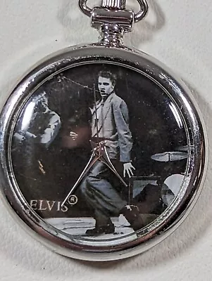 Elvis Presley Dial Round Silver Tone Case Pendant Watch 26 Inch Chain • $13.99