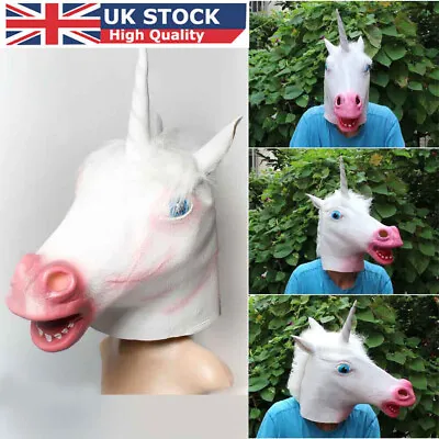 £6.94 • Buy Unicorn Horse Head Horror Mask Gangnam Halloween Party Latex Costume Animal Prop