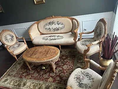 Living Room Handmade Classic Furniture Set French Louis XV Style Carved • $1800