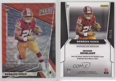 2018 Panini The National VIP Red /25 Derrius Guice #15 Rookie RC • $14.33