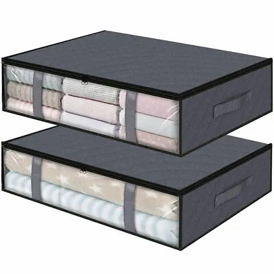 2x Underbed Storage Bags Clothes Zipped Organizer Under Bed Wardrobe Closet Box • £7.95