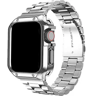 $13.74 • Buy Stainless Steel IWatch Band Strap +TPU Case For Apple Watch Series 7 6 5 SE 45mm