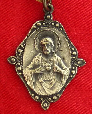 Vintage JESUS SACRED HEART Medal Ornate MARY MOUNT CARMEL Religious Holy Medal • $11.99
