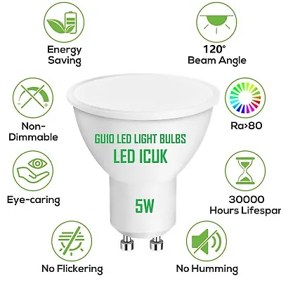 10X LED GU10 Light Bulbs 5W Warm/Daylight/CoolWhite Spotlight ♻️120° ECO • £17.99