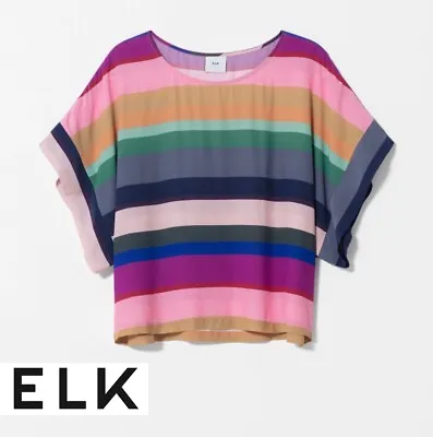 ELK Viscose Pink Blue Crewneck Short Sleeve Top M (8) • $45