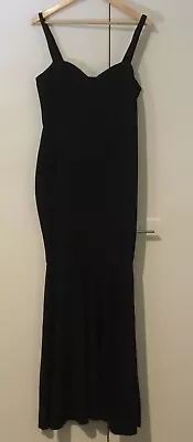 Boohoo Bustier Detail Fishtail Maxi Black Evening Dress Size 16 • $40