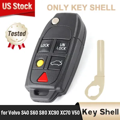 For Volvo S40 S60 S80 XC90 XC70 V70 Flip Remote Key Shell Case Fob LQNP2T-APU • $9.18