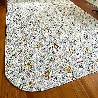 Vintage Cannon Twin Quilted Bedspread Bedcover With Floral Butterfly Pattern • $75