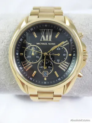 Michael Kors Bradshaw Gold Black Stainless Steel Chronograph Watch MK5739 NIB • $139.49