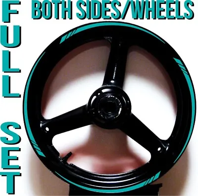 Turquoise Teal Custom Gp Style Rim Stripes Wheel Decals Tape Stickers Vinyl Kit • $13.97