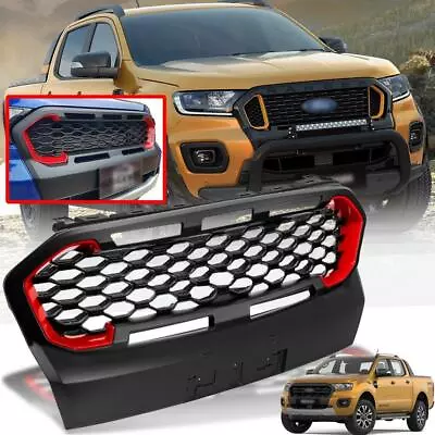 Front Hood Truck Grille For Ford Ranger T8 Wildtrak Ute 2019-2021 Black Red Side • $324.81