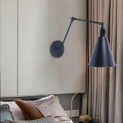 Vintage Horn Lamp Swing Arm Adjustable Wall Sconce Light Bedroom Lighting  • $25.66