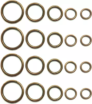 50 Pcs Bronze Assorted Multi-Purpose Metal O Ring For Hardware Bags Ring Hand DI • $12.93