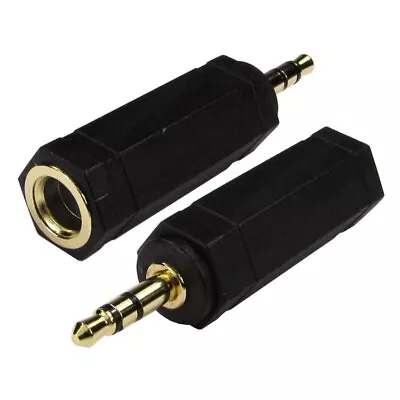 6.35mm To 3.5mm Headphone Adapter Jack Plug Stereo 6.3mm 1/4 Inch 1/8 Lead GOLD • £4.45