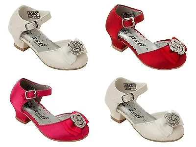 New Girls Diamante Bridesmaid Party Wedding Sandals Fancy Shoes Uk Size 10-2 • £6.99