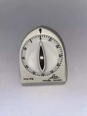 Lux White & Brown 60 Minute Minder Kitchen Timer Long Ring Bell Vintage • $14.99