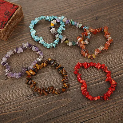 1-10 Pcs Gem Wristbands Natural Crystal Energy Stone Bracelets Color Bracelets • $7.14