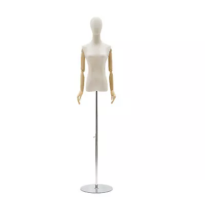 Female Mannequin Torso Dress Clothing For Display With/Round Metal Stand Silver • $114.99