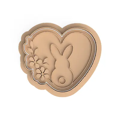 Easter Bunny Heart Cookie Cutter And Embosser Stamp • $13.45