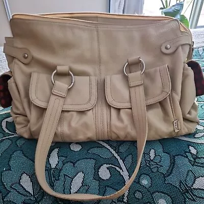 IL TUTTO Large Beige Leather Nappy Bag S17 • $50