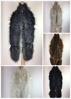 £16.99 • Buy UK Ladies Women Winter Female Long Faux Fur Collar  Neck Warmer Shawl Wrap Stole