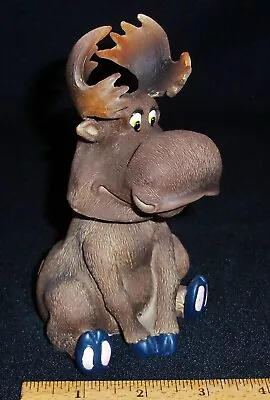 Whimsical 5 1/2  Alaska Butt Branded Polyresin Bobble Head Moose Figurine • $12.95