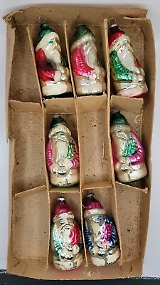 SUPER RARE VINTAGE ANTIQUE JAPAN SANTAS CHRISTMAS ORNAMENTS BOX SET CIRCA ~1920s • $30
