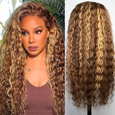 UNice Indian Highlight Blonde Water Curly Wave 13x4 HD Lace Front Human Hair Wig • $253.30