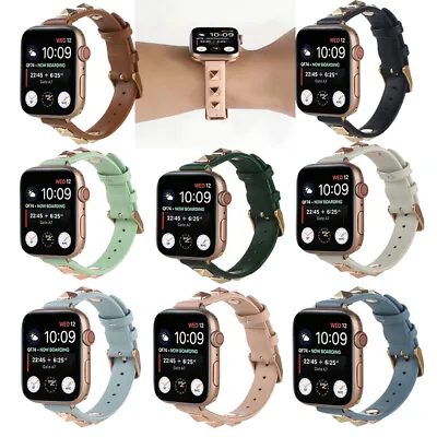$1.99 • Buy Genuine Leather Apple Watch Band Strap IWatch Series 7 SE 6 5 4 3 2 1 38 41-45mm