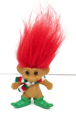 Russ Trolls Santa's Merry Little Elf Troll With Scarf 3  Red Hair VG Condition • $14.99