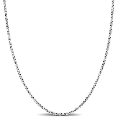 Amour 10k White Gold 1.6mm Round Box Link Chain Necklace - 16 In. • $168