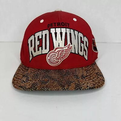 Detroit Red Wings Mitchell And Ness Leather Strapback Hat NHL Snake Skin Bill • $12.99