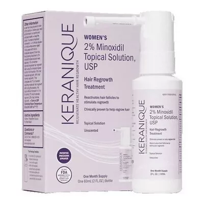 KERANIQUE Women's 2% Minoxidil Solution For Hair Regrowth -1 Month Supply - NEW! • $20