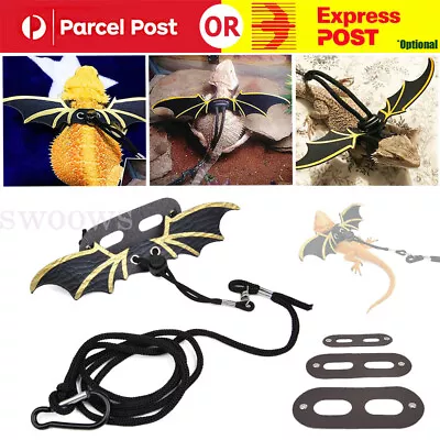 Lizard Harness Leash Reptile Dragon+Cool Leather Wings Adjustable Bearded • $8.08