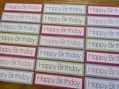 £2.79 • Buy 12x Assorted Colours Happy Birthday Card Toppers Banners Sentiments Papercraft