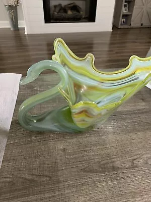 Vintage Hand Blown Art Glass Swan Bowl Dish • $22