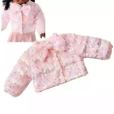 NEW American Girl Pink PUFFER COAT Velvet & Sequin Sparkle Jacket + HANGER • $37.68