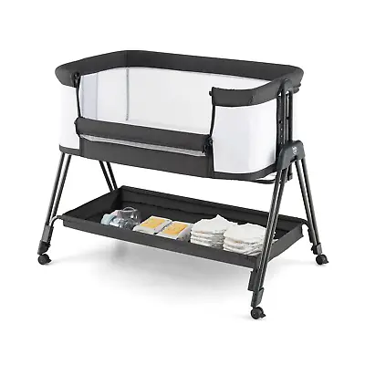 Baby Bedside Crib With Mattress For Birth To 9Kg • £120.63