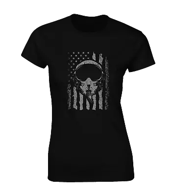 £7.99 • Buy Fighter Pilot Helmet Usa Ladies T Shirt Plane Raf Air Force Army Design Gift Top