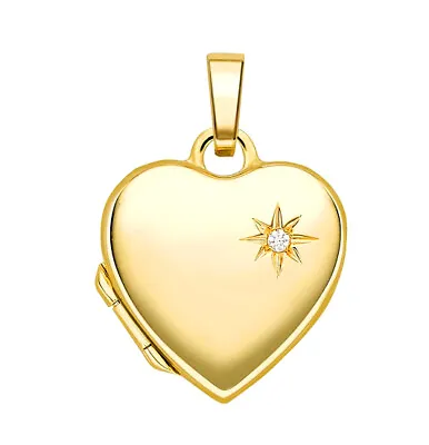 Diamond Set Heart Locket 9ct Yellow Gold Hallmarked British Made 15 X 14mm • £199