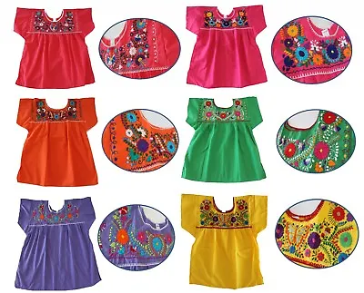 Mexican Peasant Blouse Hand Embroidered Top Assorted Colors Vintage Style Tunic  • $18.88