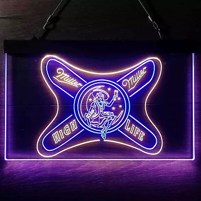 Miller High Life Girl 2 Color LED Neon Light Sign Wall Art Man CaveBarPubRoom • $54.49