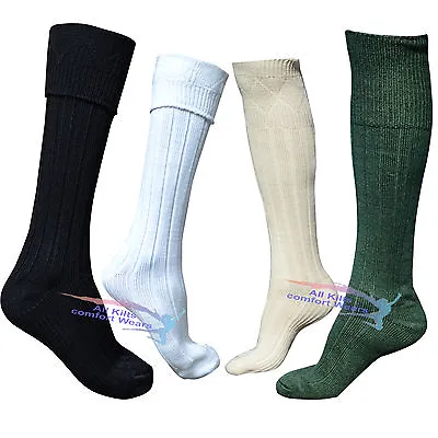 Mens 65% Wool Blend Traditional Long Hose Kilt Socks USA Seller • $14.97