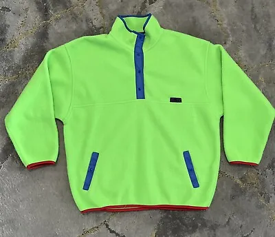 Vintage Pacer Snap Fleece Jacket Neon Green Pockets 1/4 Snap Medium Adult • $29.99